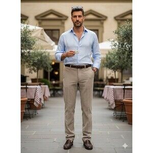 INCOTEX Iconic Model 39 Corduroy Men 32x36* Slate Gray Pants Cotton Regular Fit